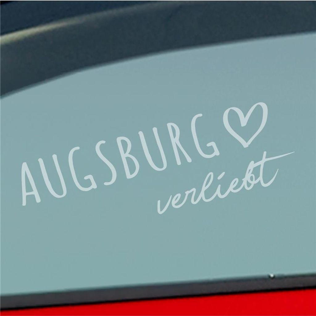Auto Aufkleber Augsburg verliebt Herz Stadt Heimat Liebe Car 19x6 cm Milchglas Sticker Heckscheibenaufkleber