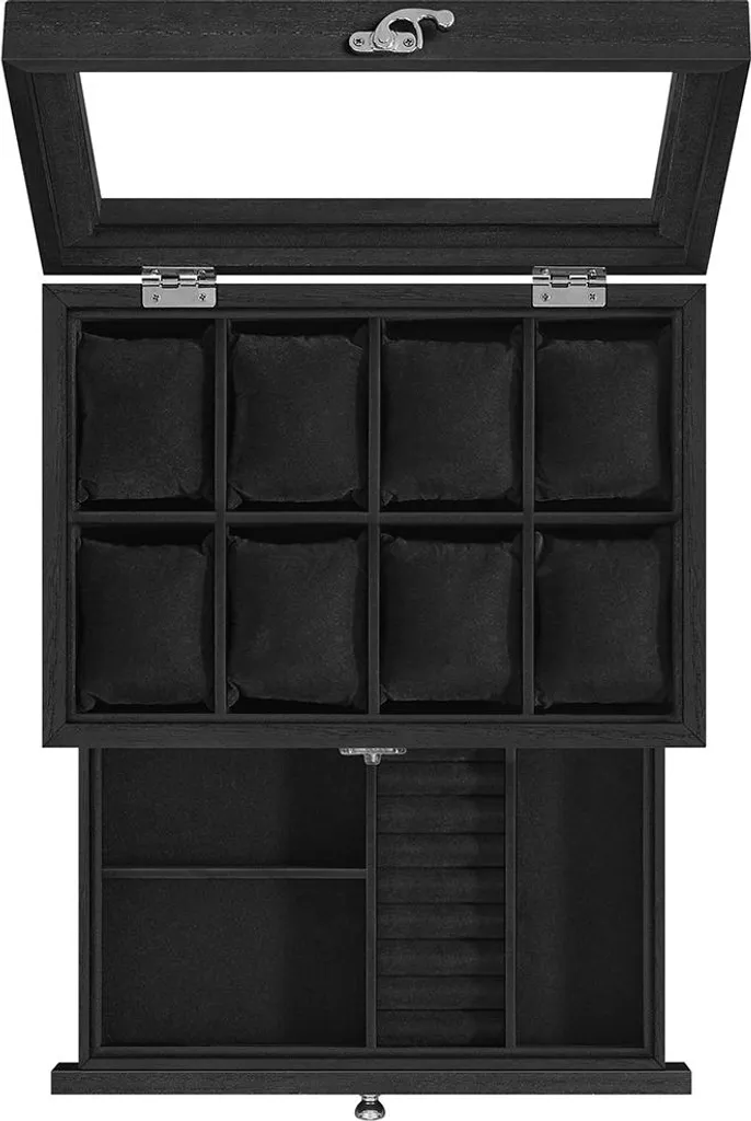 Boîte à Montres 8 Places Noire : Fini les Montres Rayées et Poussiéreuses