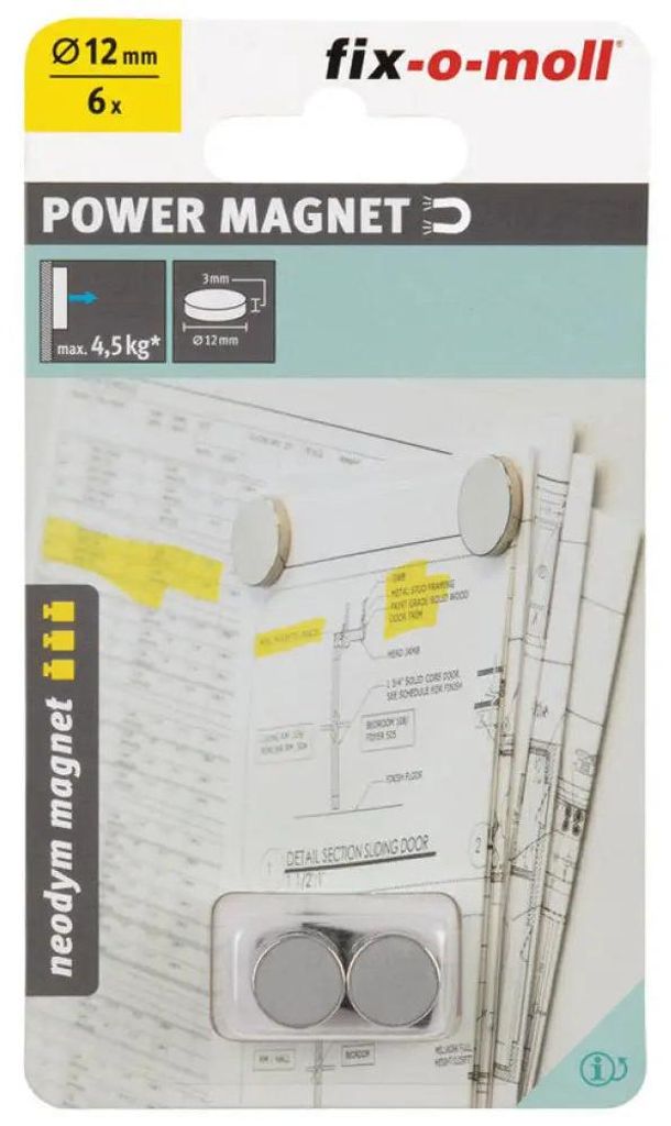fix-o-moll Neodym Magnete Scheiben 12mm silber Produktbild 