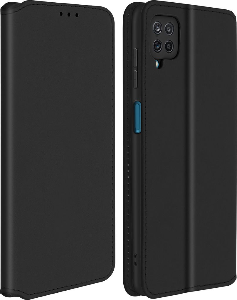 Avizar, Kunstleder Cover Classic Edition für Samsung Galaxy A12, Schwarz