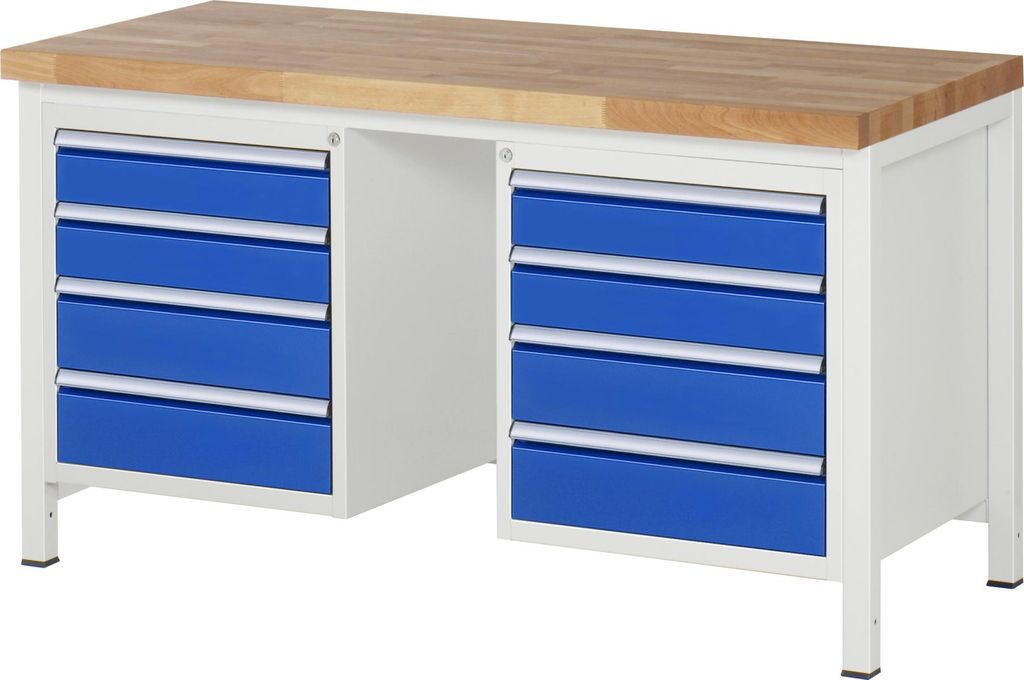 Rau Werkbank höhenverstellbar 8181A1, B1500xT700xH840-1040mm, 8x Schublade-TA
