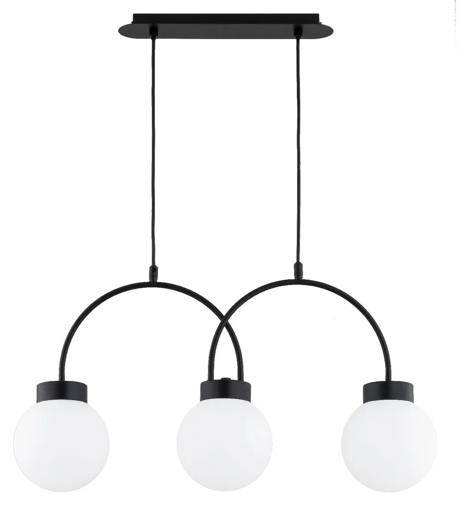 Suspension DARSO Alfa noir et blanc 3xE14 en métal - 75x68x15 cm
