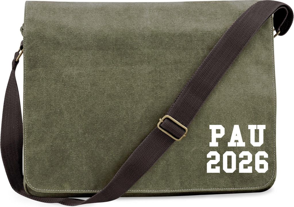 Huuraa Umhängetasche PAU 2026 Abschluss Spanien 14 Liter Military Green Canvas Laptoptasche Geschenkidee