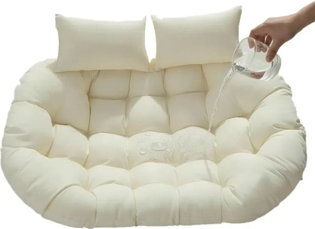 Coussin fauteuil suspendu double 150x110 cm beige imperméable avec appui-tête