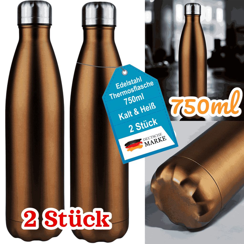 2 Edelstahl Thermosflasche Set Trinkflasche Isolierflasche Wasserflasche Outdoor