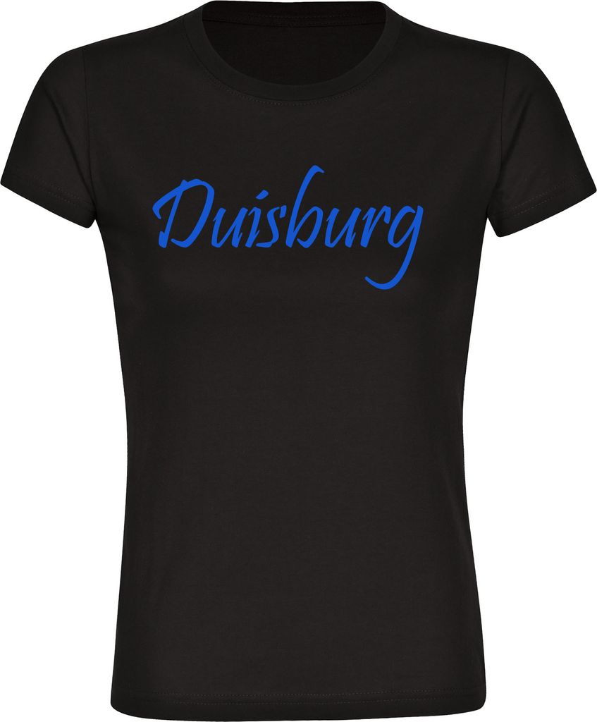 multifanshop Damen T-Shirt - Duisburg - Schriftzug, schwarz, Größe 3XL