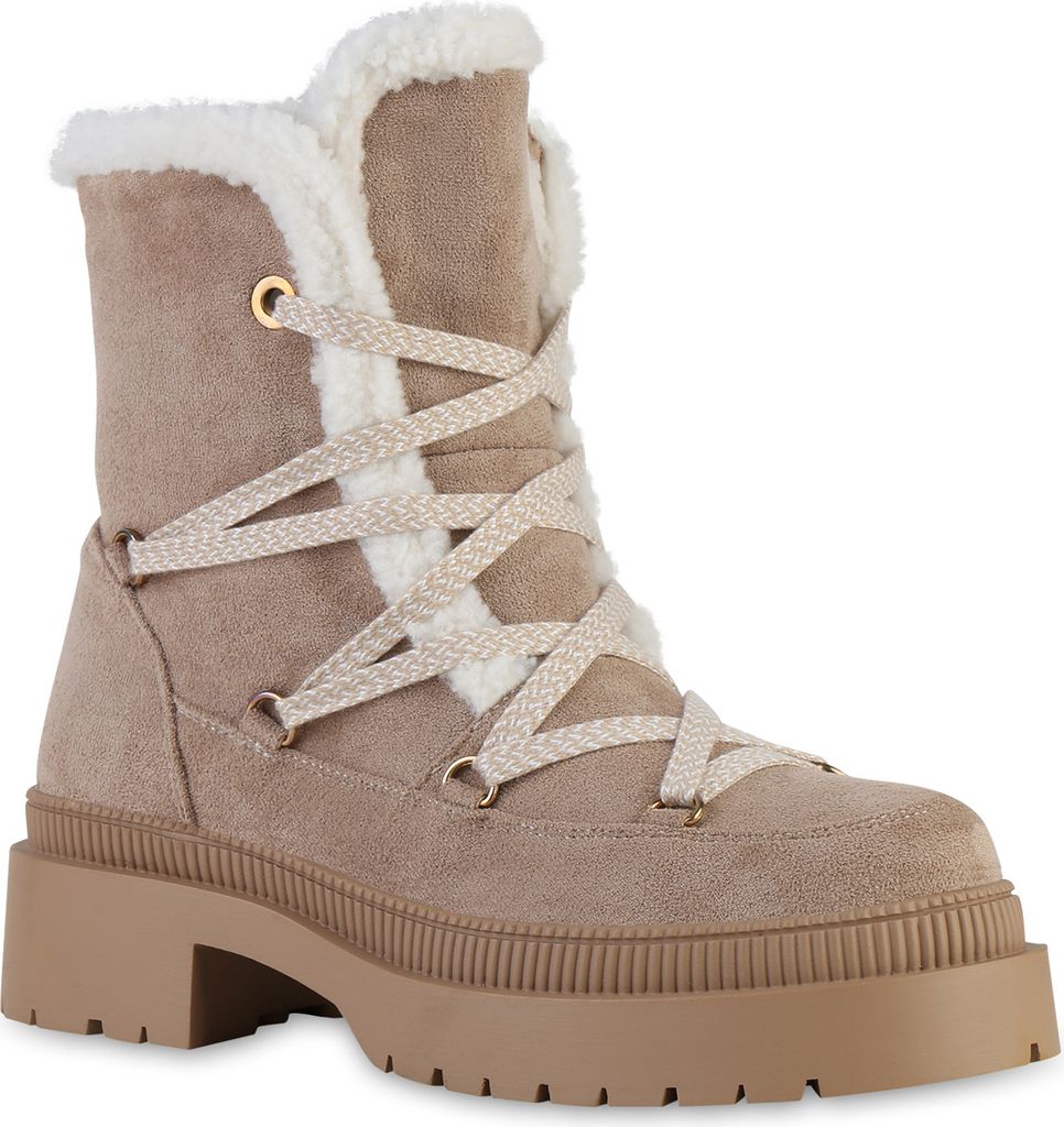 VAN HILL Damen Leicht Gefüttert Schnürstiefeletten Stiefeletten Schuhe 841472, Farbe: Khaki, Größe: 36