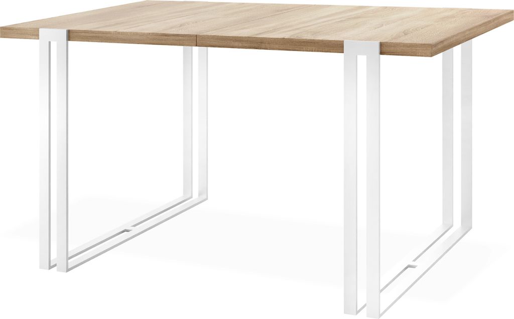 Ausziehbarer Esstisch - Großer Tisch im Loft-Stil mit Weiße Metallbeinen 140 bis 240 cm - Industrietisch für das Wohnzimmer - Spacesaver - Sonom...