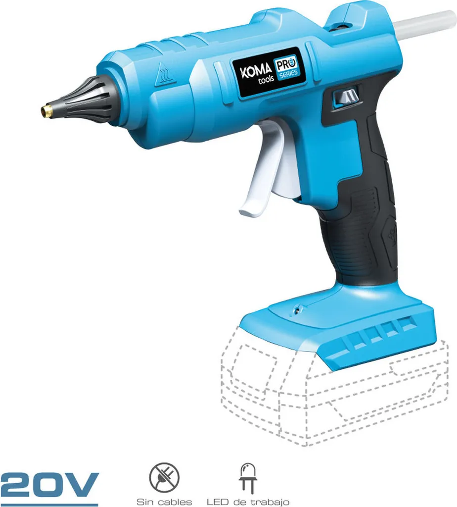 Pistolet thermofusible Koma Tools 20V sans fil pour bricolage précis