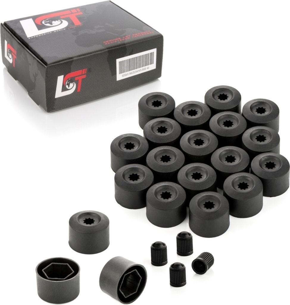 20x Radschrauben Abdeckkappen 17 mm schwarz für CITROEN PEUGEOT DACIA RENAULT