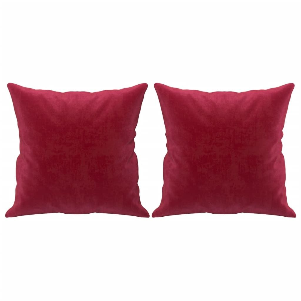 vidaXL Cuscino decorativo 2 pz. Velluto rosso vino 40x40 cm Immagine del prodotto 