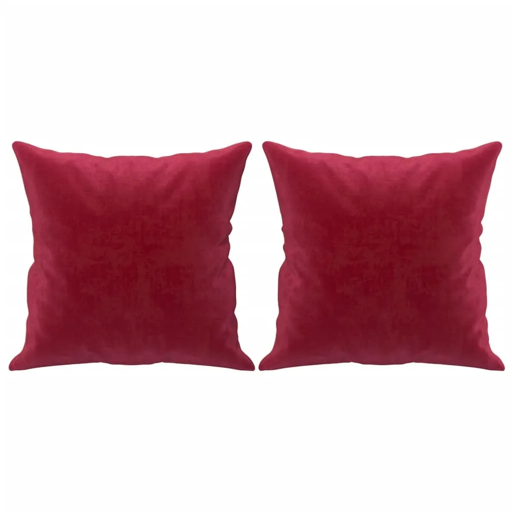 Coussin de Canapé en Velours Bordeaux 40x40 cm pour Salon - Set de 2