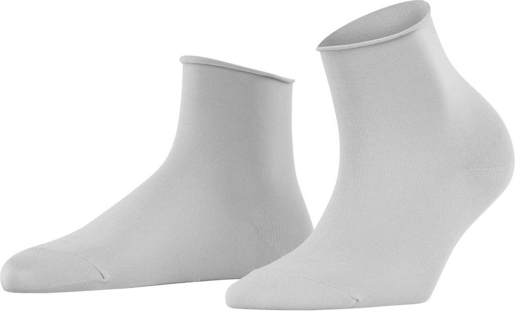 FALKE Damen Quarter Socken - Baumwolle Touch, Baumwolle, Rollbündchen, Logo, einfarbig, lang Hellgrau 39-42