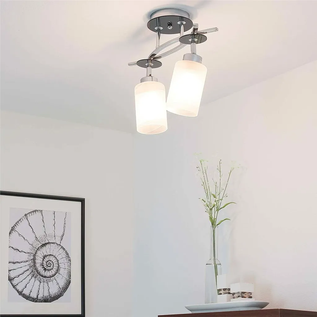 Luminaire Double E27 Chrome et Blanc avec Supports Orientables Design - 4