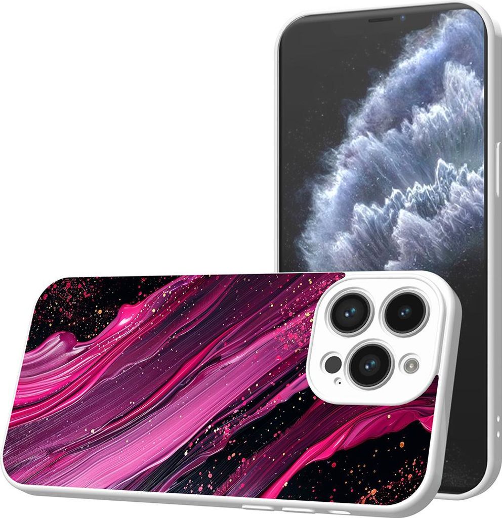 Smartphonica Handyhülle Geeignet für iPhone 11 Pro Max mit Purple Pink Marble Druck - TPU Back Cover Case Purple Pink Marble Design - Weiß