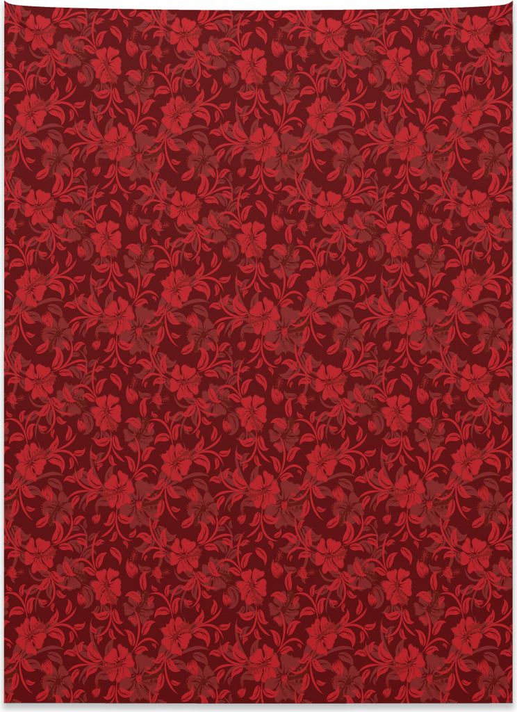 Abakuhaus rot Wandteppich, Blumen Blätter und wirbelt aus Weiches Mikrofaser Stoff Kein Verblassen Klare Farben Waschbar, 110 x 150 cm, Bordeauxro...