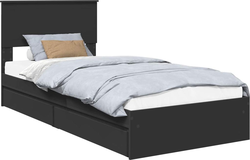 Aufbewahrungsbett Schwarz 90 x 190 cm Holzwerkstoff