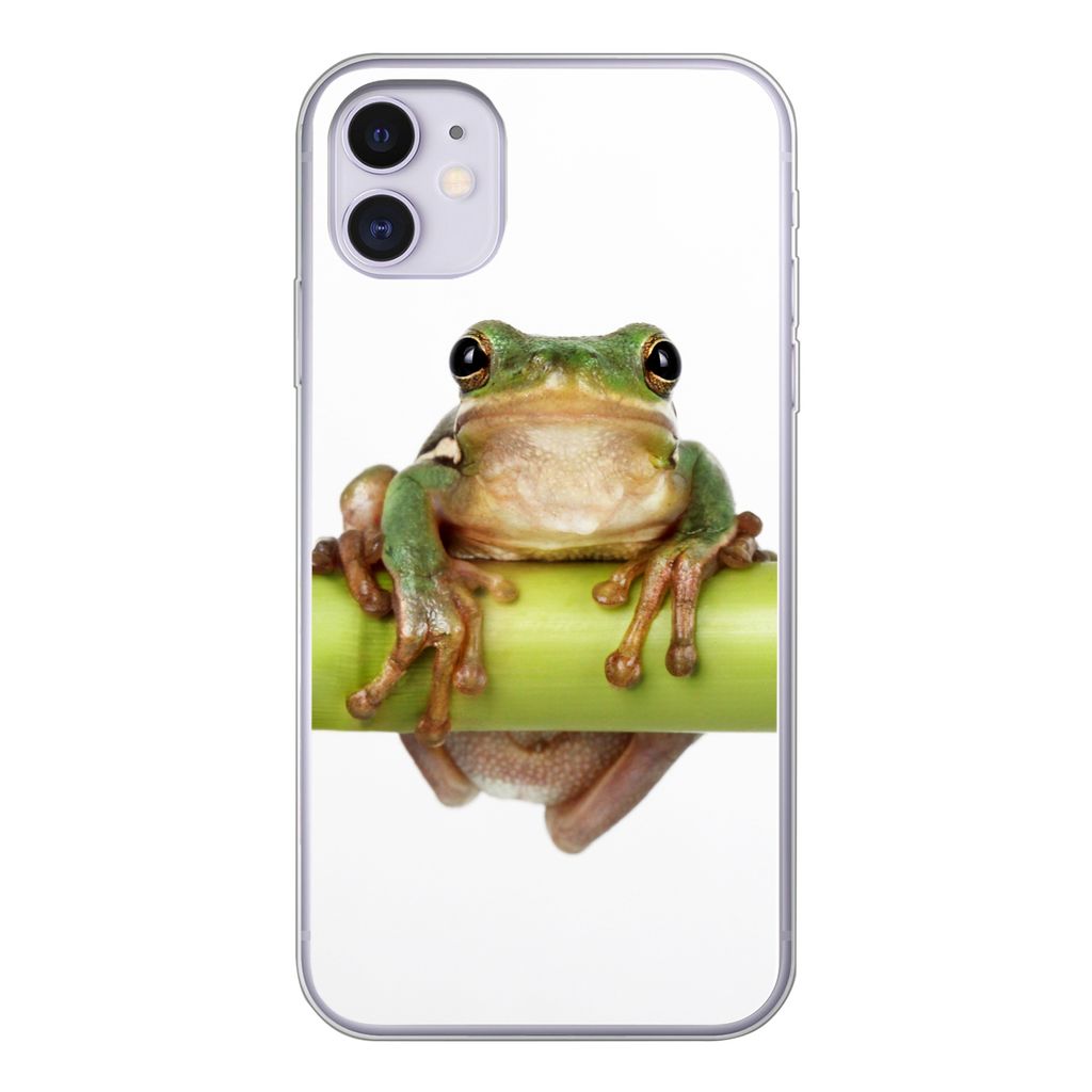 MuchoWow Handyhülle Schutzhülle Hülle für iPhone 11 Frosch - Bambus - Weiß Silikon Softcase Handy Hülle - Handytasche