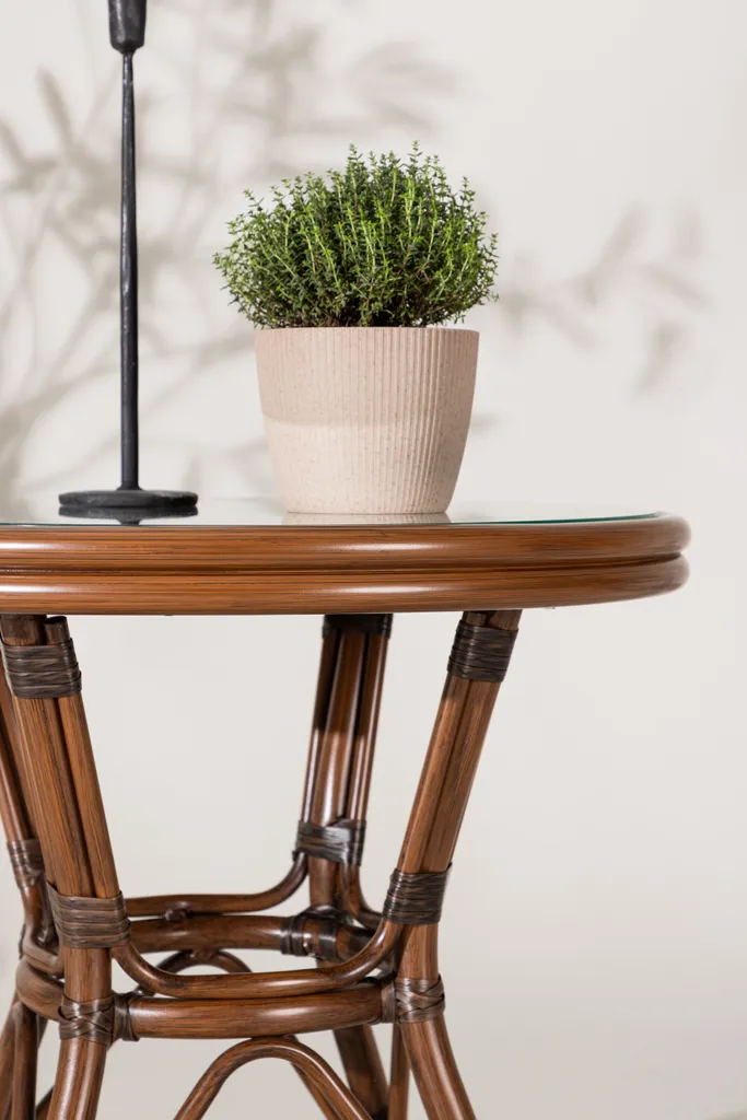 Petite table Sagrestable Ø60cm marron - Plateau effet bois résistant - 8
