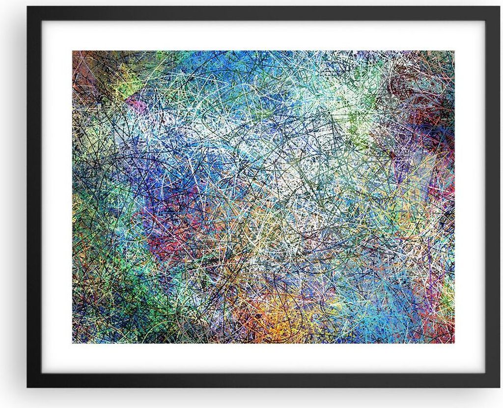 Gerahmtes Poster - Schwarzer Rahmen - Abstraktion modern - 50x40 cm - Wand Bild - Wanddeko - Wandbilder - Kunstposter - Wandposter - Bilderrahmen -...