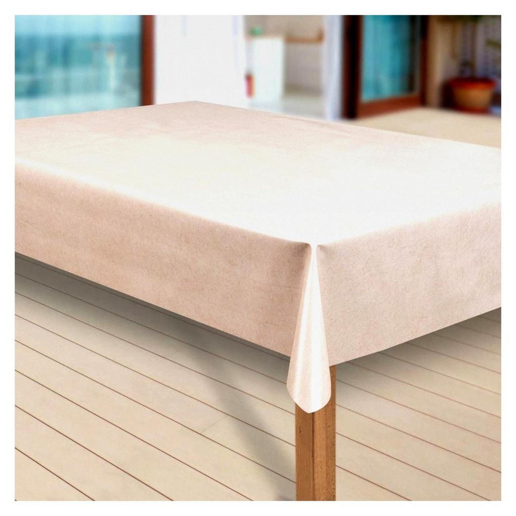 Wachstuch-Tischdecke Abwaschbar Garten-Tischdecke PVC Plastik-Tischdecken Eckig Meterware Wasserabweisend, Muster: Uni Creme-beige meliert, Größe...
