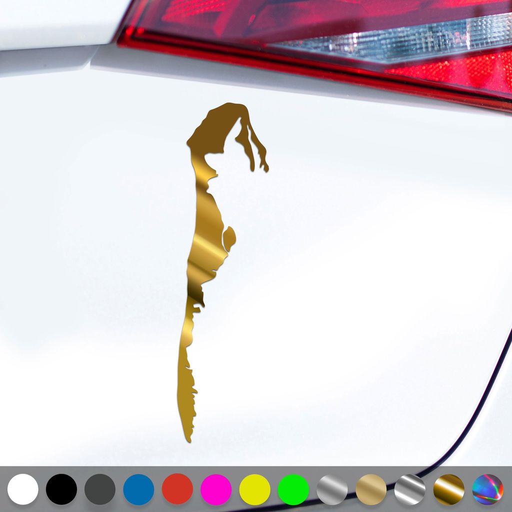 PantherPixel Insel Hiddensee Aufkleber Ostsee Umriss Maritim Sticker Auto Geschenkidee Farbe Chrom-Gold