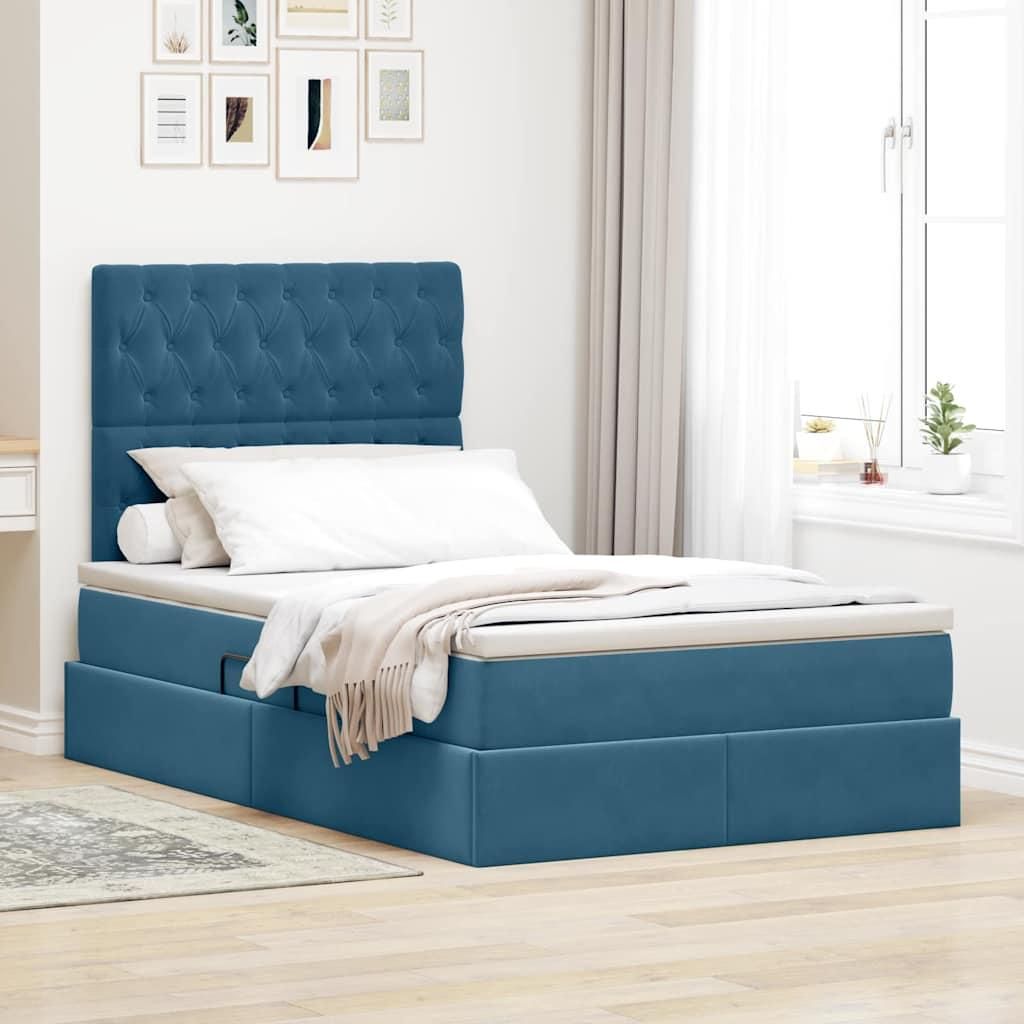 Maison Exclusive - Aufbewahrungsbett mit Matratze Blau 120 x 190 cm Samt