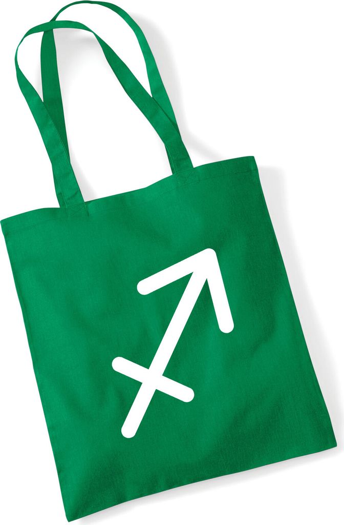 Huuraa Jutebeutel Schütze Sternzeichen Zeichen 10 Liter Kelly Green Baumwolle Tasche Geschenkidee