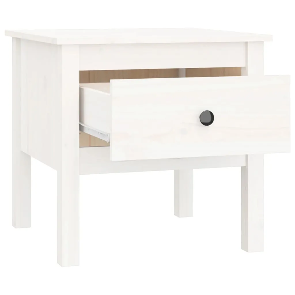 Tables d'appoint Blanches en Pin Massif 50x50 cm - Design Durable - 10