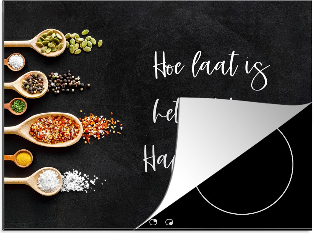 KitchenYeah© Herdabdeckplatte Wie spät ist es? Es ist Happy Produktbild 