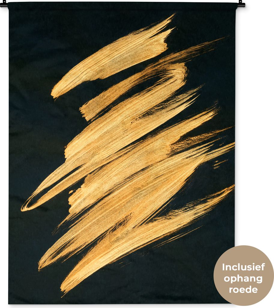 MuchoWow Wandteppich Wandbehang Gold - Farbe - Streifen - Luxus - Abstrakt 120x160 cm Tapisserie Dekoration Wandtuch - Wohnzimmer - Moderne