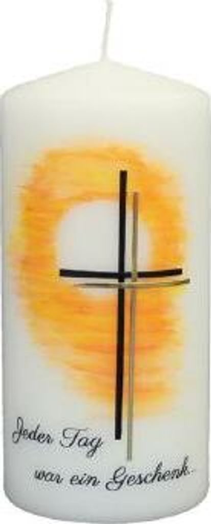Trauerkerze, Ornament "Jeder Tag war ein Geschenk"