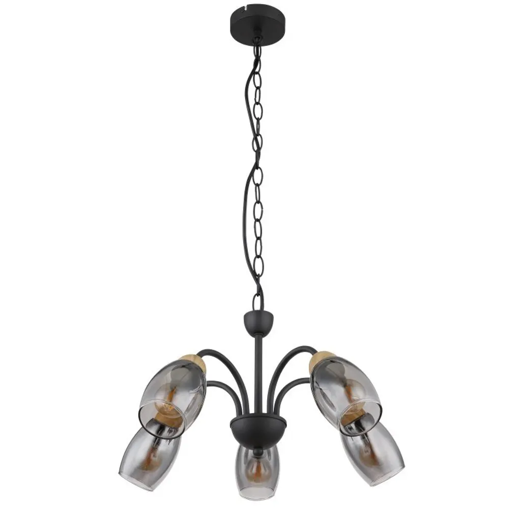 Suspension bois et verre fumé D 47 cm - Évitez l'éblouissement au salon