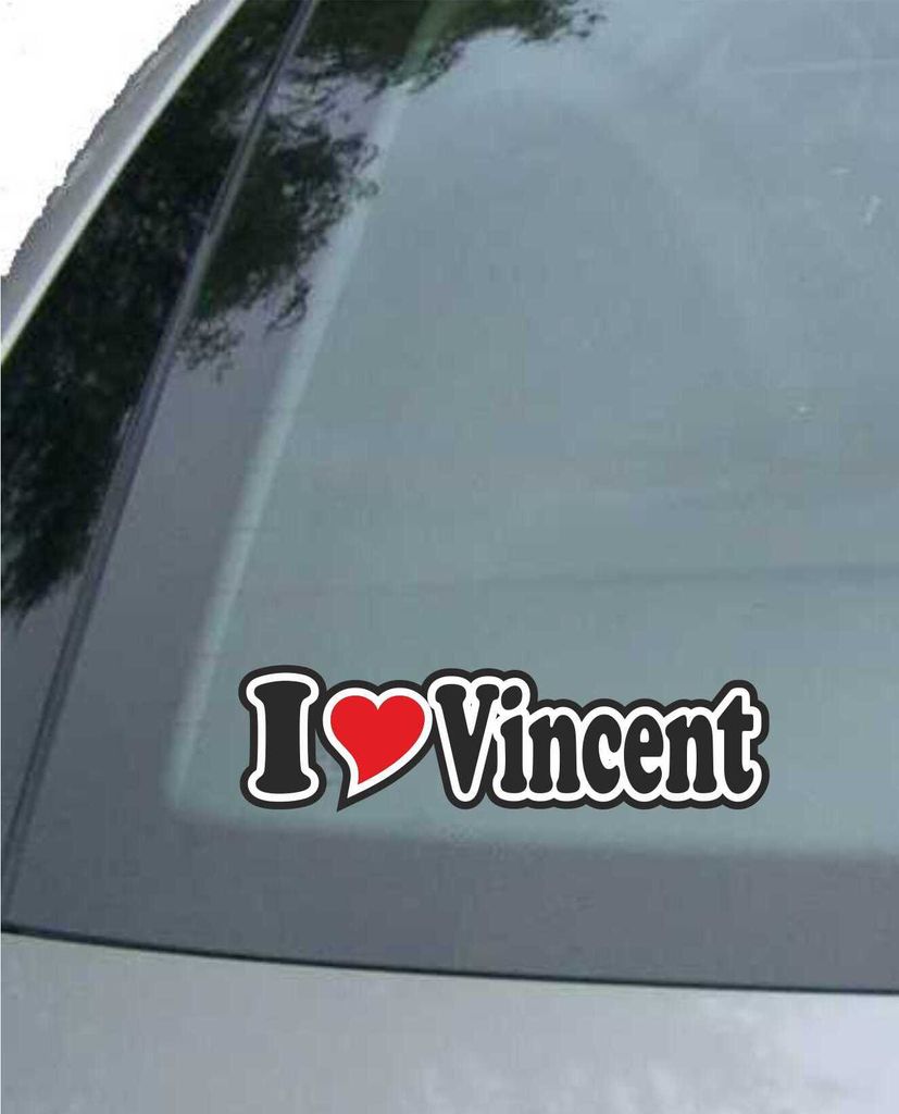 INDIGOS UG - Aufkleber / Autoaufkleber I Love Heart - Ich liebe mit Herz 15 cm - I LOVE Vincent - Auto LKW Truck - Sticker mit Namen vom Mann Frau ...