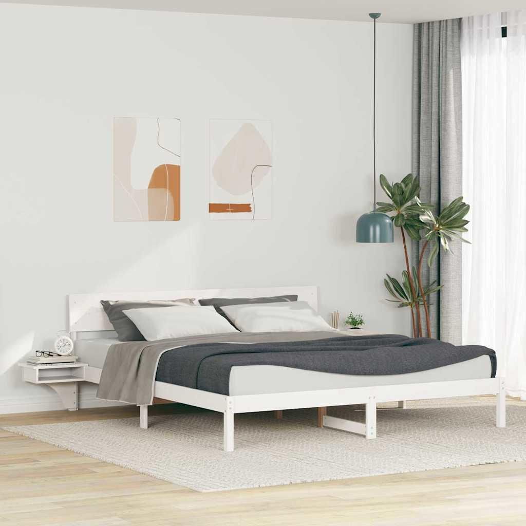 Maison Exclusive - Bettrahmen mit Kopfteil Weiß 200 x 200 cm Massives Kiefernholz
