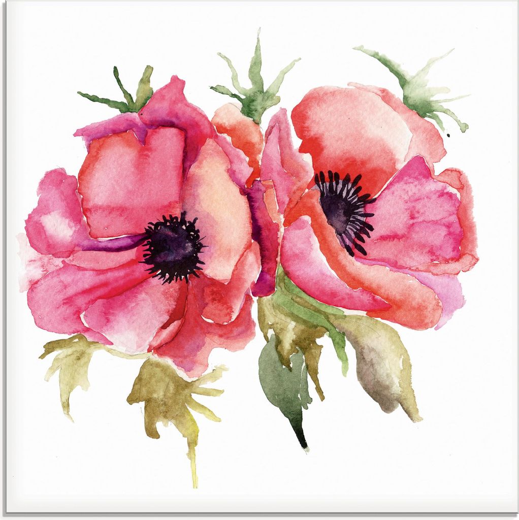 ARTland Glasbild Mohnblumen Größe: 20x20 cm
