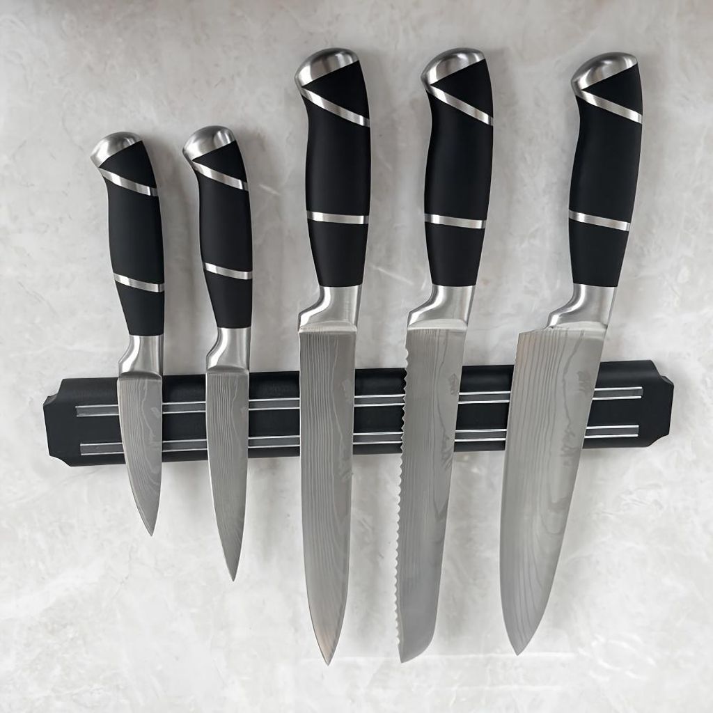 YRHome 6 teilig Edelstahl Kochmesserset Küchenmesser Set mit Kochmesser Brotmesser Fleischmesser Schälmesser Magnetischer Messerhalte