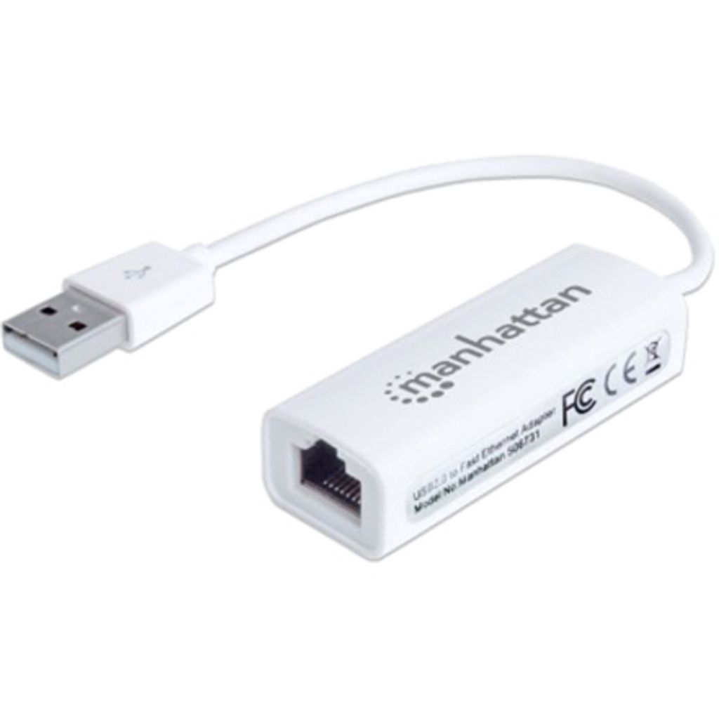 Manhattan USB-A auf Fast Ethernet Adapter, USB 2.0 auf 10/100 Mbit/s Fast Ethernet, Kabelgebunden, USB, Ethernet, 100 Mbit/s, Weiß