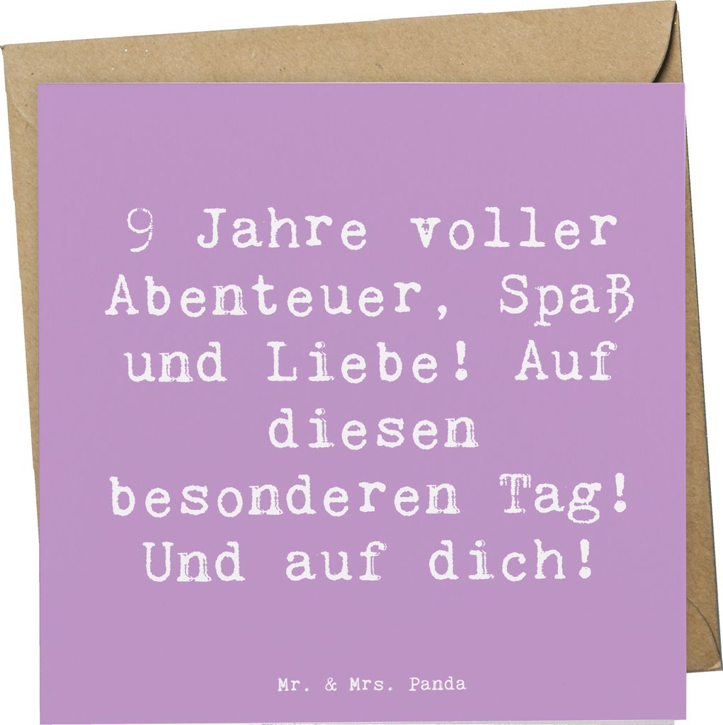Mr. & Mrs. Panda Grußkarte Spruch 9. Geburtstag Abenteuer - Lavendeltraum - Geschenk, Happy Birthday, Freude, doppelkarte, Klappkarte, Erinnerung,...