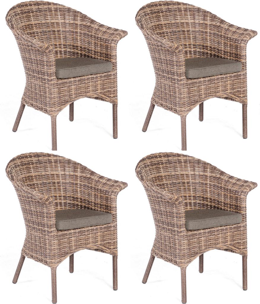 Sonnenpartner 4x Garten-Sessel Cayman Aluminium/Polyrattan nature-mix Gartenstuhl