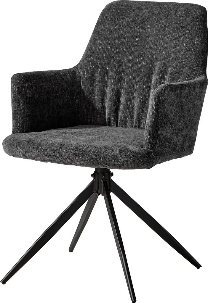 home24 Drehbarer Armlehnenstuhl - Grau - Chenille - Eisen - Produktbild 