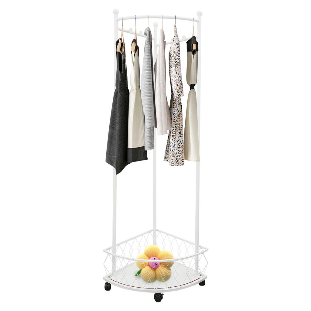 Garderobenständer Eckkleiderständer Weiß Standkleiderständer für Balkone, Veranden, Ankleidezimmer, Waschküchen max 22,68 kg