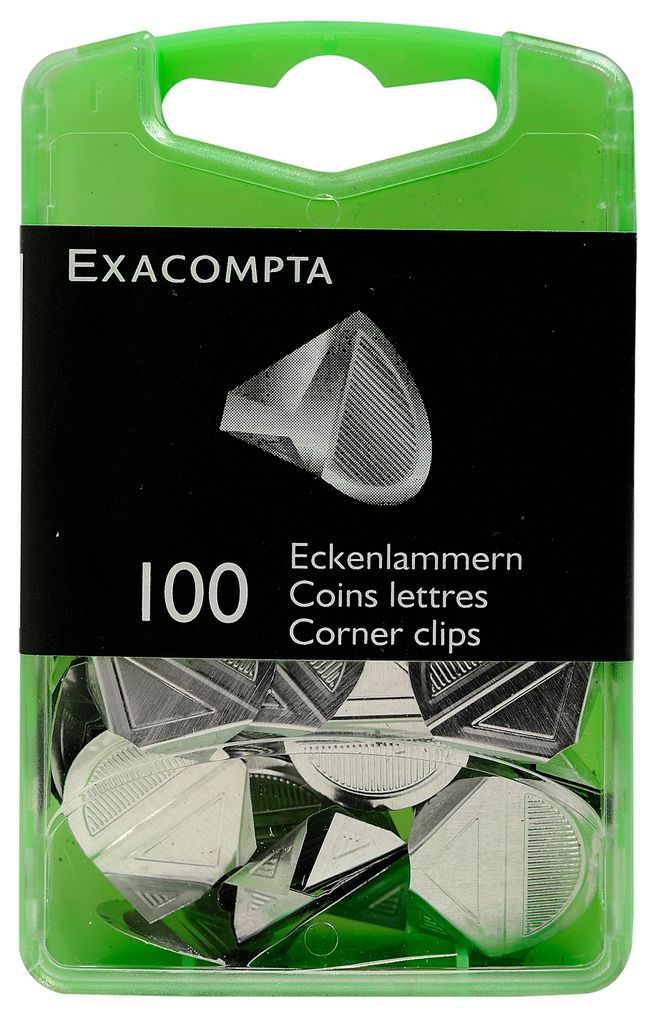 Exacompta Box mit 100 Briefecken Silber Produktbild 