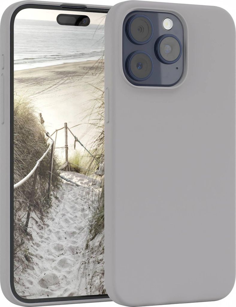 EAZY CASE Silikonhülle für Apple iPhone 15 Pro Max, Silikon Backcover Schutz in Grau