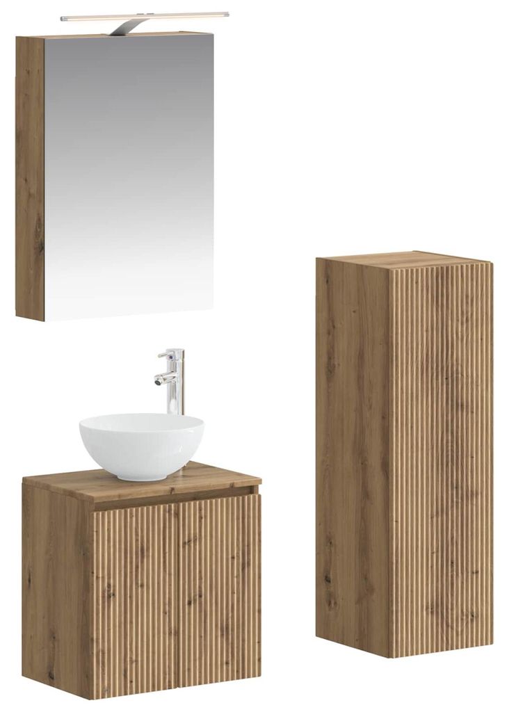 vidaXL Badezimmermöbel-Set 4 pcs Artisan-Eiche Ingenieurholz und Glas