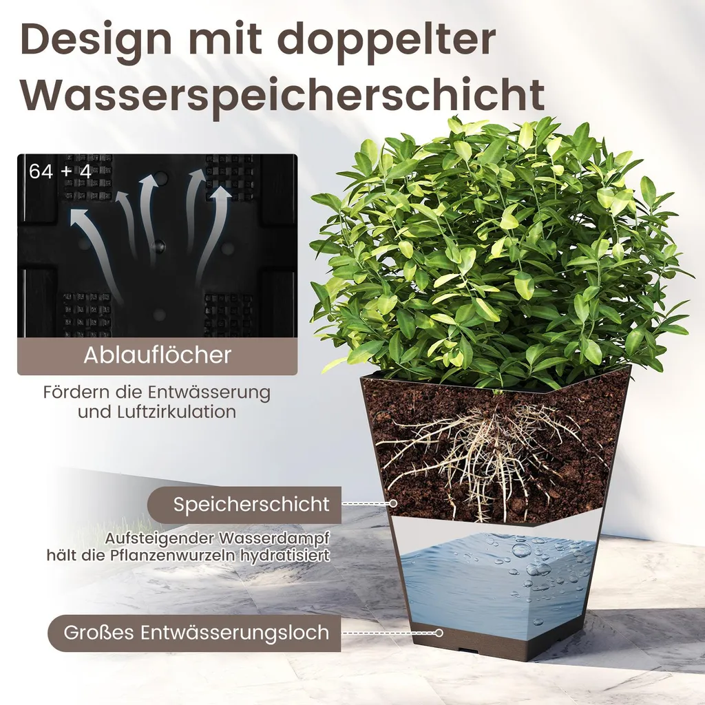 Pot de Fleurs Résistant aux Intempéries avec Trous de Drainage 2pcs - 4
