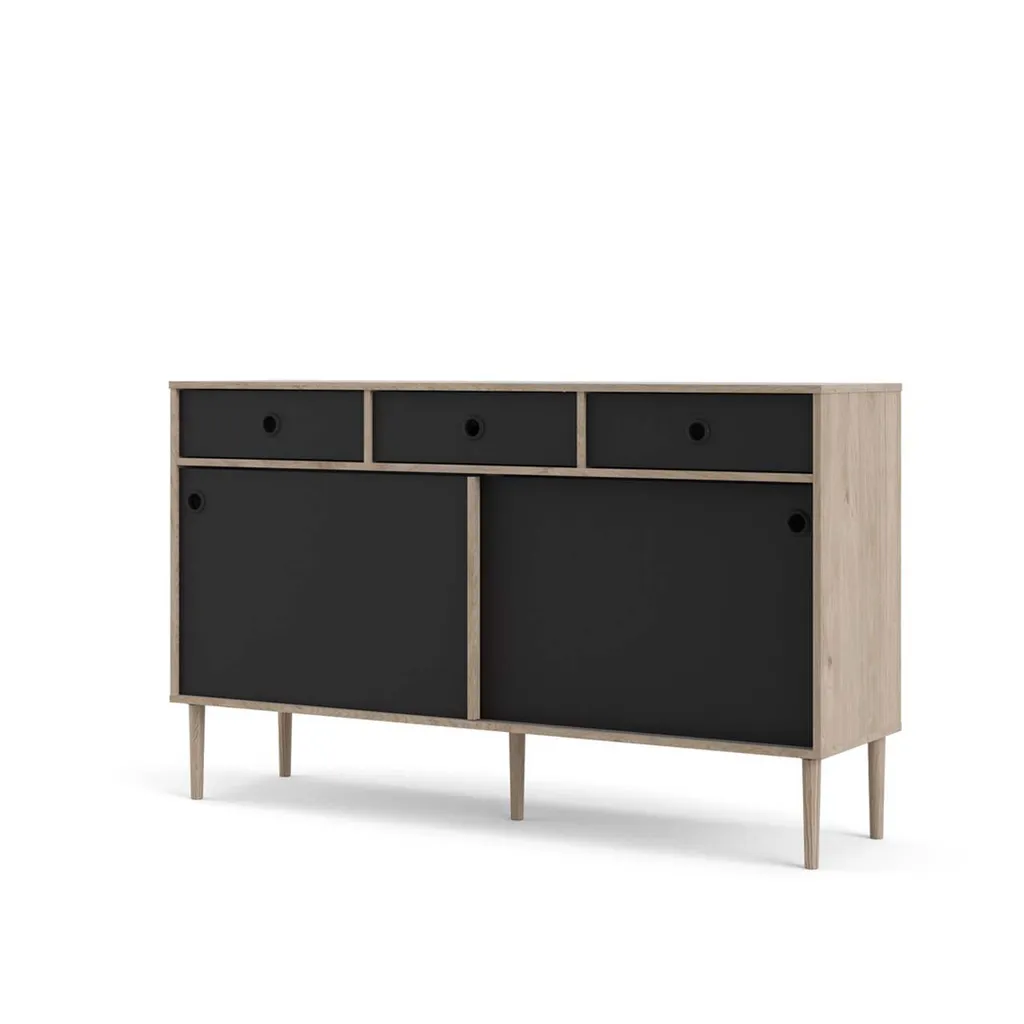 Buffet Penny gain de place : rangement optimal chêne Hickory et noir mat - 3