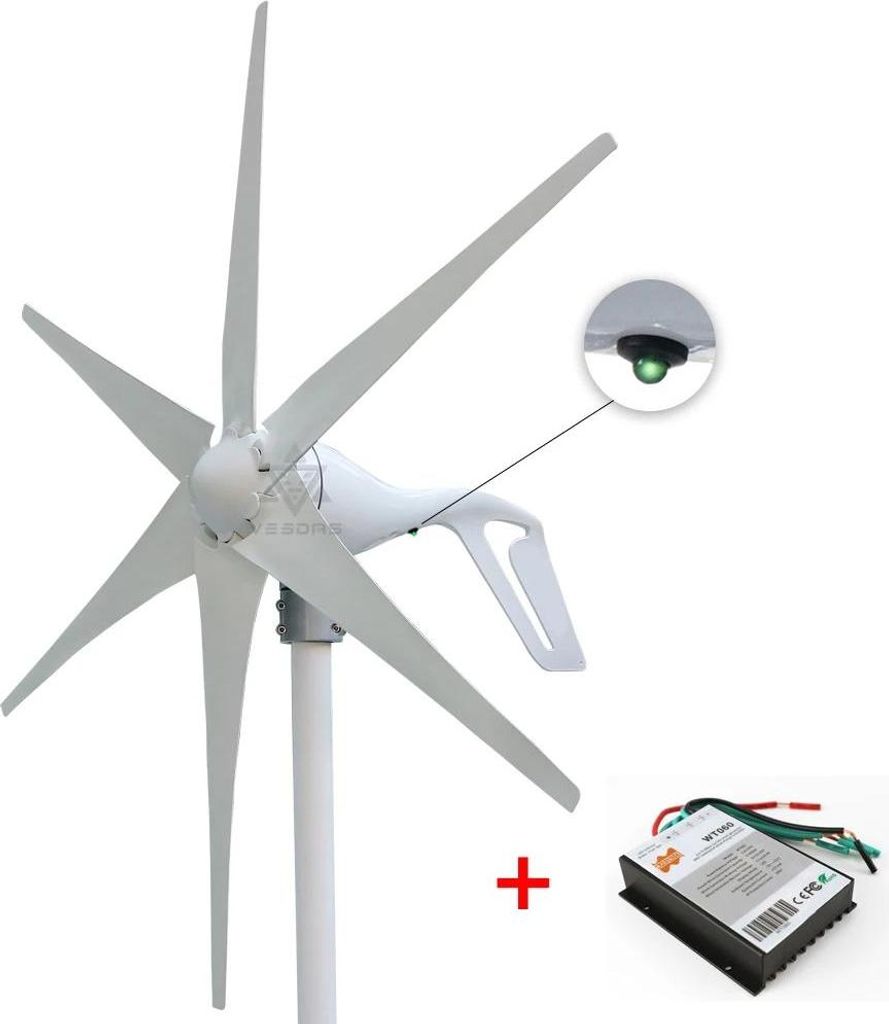 Windturbinen-Generator, effiziente Energieumwandlung, benutzerfreundliche Anzeige, 6 weiße Klingen, 400W, 12V