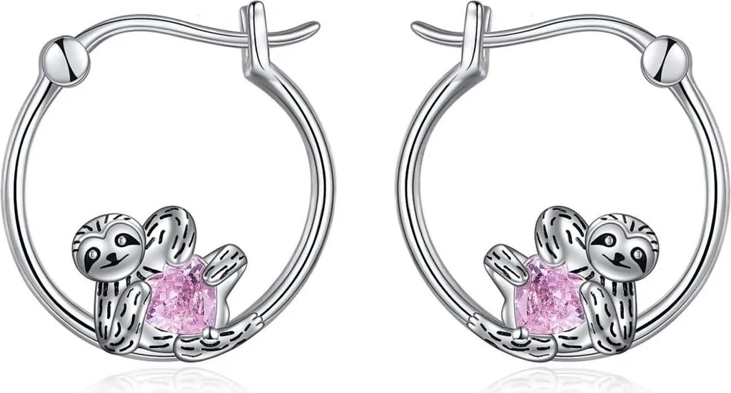 Boucles d'oreilles créoles paresseux en argent 925 pour femme et fille
