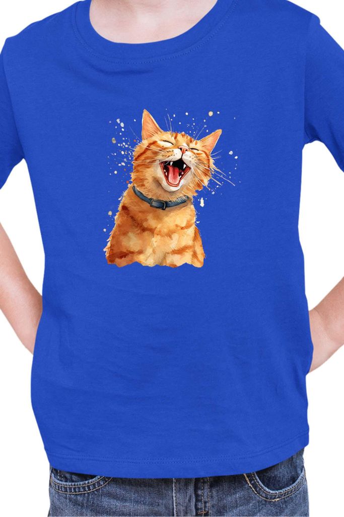 Kinder T-Shirt Funny Cats Breeds American Shorthair Cat, 3-4 Jahr - 104 / Blau